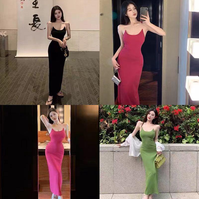 Xiacnee Rok Tidak Terlihat, Rok Suspender Ajaib Dislokasi Visual midi dress korea dress wanita terba