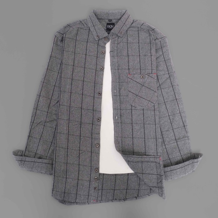 kemeja pria DGM Fashion Kemeja Pria Flanel Premium Lengan Panjang 2052 - L(M3E2) kemeja pria motif j