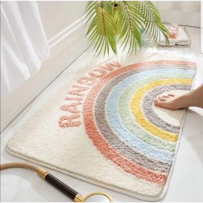Keset Kaki Rainbow Anti slip Serap Air Mewah Elegant R9 N5Z9 Kamar Keset Toilet Terbaru Welcome Sera