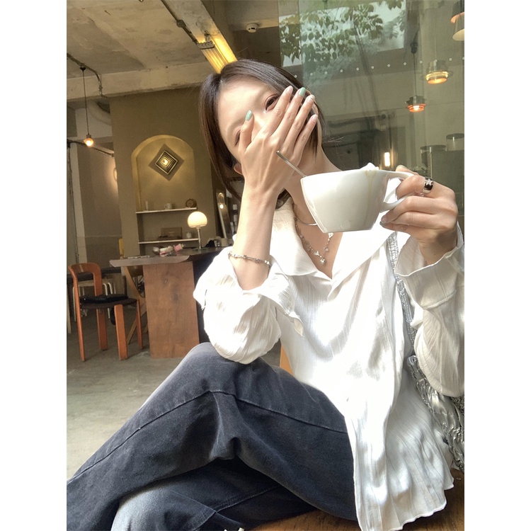 Red Putih Perancis temperamen batin kemeja perempuan musim panas desain rasa ceruk bottoming kemeja maju rasa kemeja tipis atas