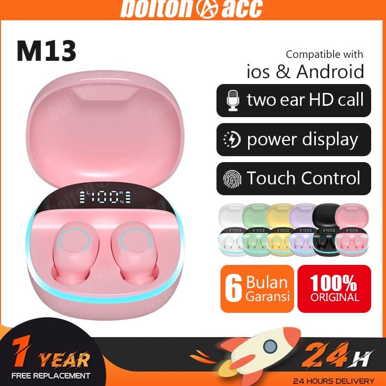 [KODE RKEKJ] M13 TWS Bluetooth Headset Ultra HD Audio Mini Earbud Bluetooth Headset dengan Tampilan 
