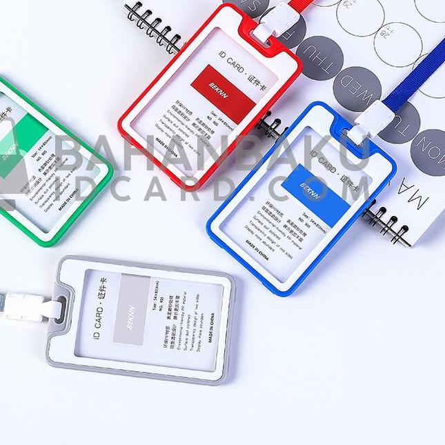 

COD | TD4 | BEKNN / wadah id card isi 2 kartu card holder plastik anti pecah casing kartu idcard 1 set dengan tali