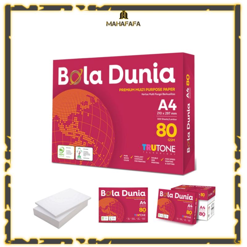 

Kertas A4 80 Gram Bola Dunia 300 Lembar