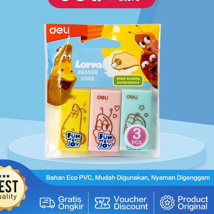 

Discount | KF7 | Deli Larva School Eraser / Penghapus Pensil Eco PVC Isi 3 pcs/Pack Menghapus Lebih Bersih EH305