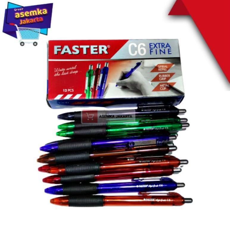 

[J8T90] Pulpen Faster C6 C600 FA6 C8000 EC3 C6000 Ballpoint new bolpen pen 12pcs ≛Terbaru
