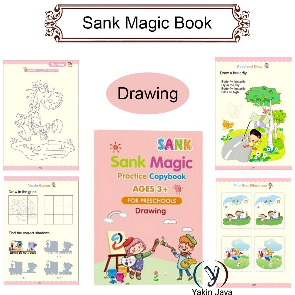 

Terjangkau - Sank Magic 4 set Magic Practice Book / Buku Edukasi 3D Belajar Pintar Menulis TK