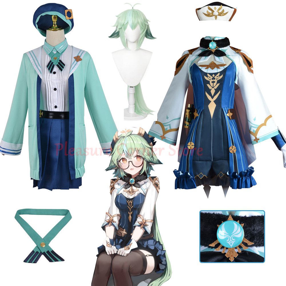 Game Genshin Impact Sucrose Cosplay Costume JK Uniforms Role Play Cosplay Full Set Sucrose Wig Cospl