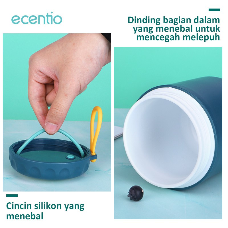 ecentio 400ml Cangkir sup Anti Tumpah Tempat sup Portable  termos sup/Free Sendok BPA FREE mpasi bubur es Buah