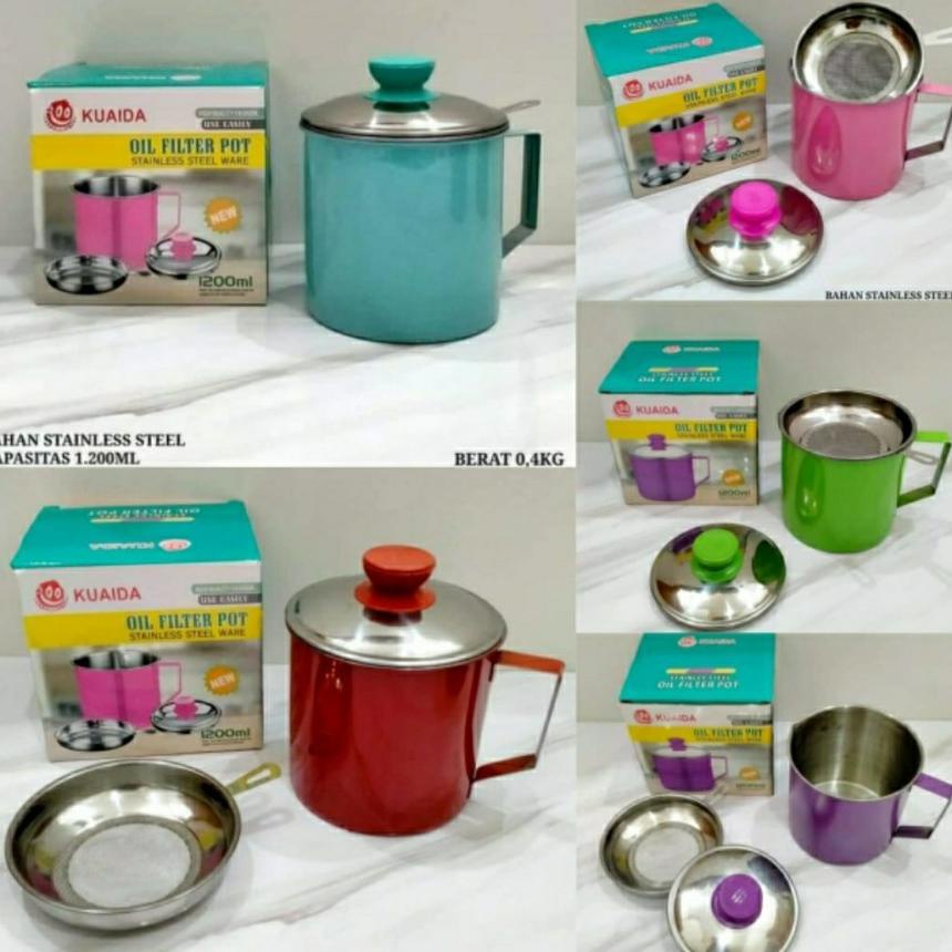 [TERMURAH ] ( OTP ) Wadah Saringan Minyak //OIL POT Stainless Steel Kitchen Wadah Saringan Minyak Go