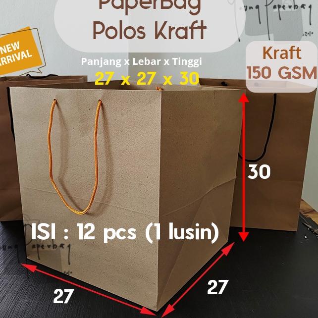

Promo Untung Paper Bag Kue/Nasi/Besek Box Polos Brown Kraft 27 x 27 x 30 150GSM