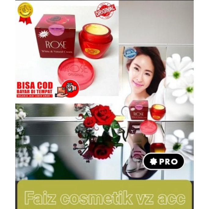 CREAM ROSE WHITENING / ROSE NATURAL ORIGINAL BPOM SUPER POT/ Cream rose whait original 100%.