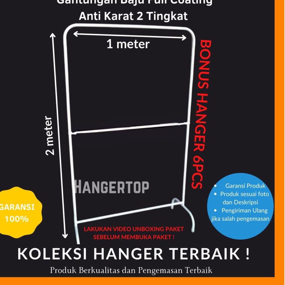 Diskon Gantungan Baju FULL COATING ANTI KARAT 2 TINGKAT / Gantungan Baju Besi Full Coating / Gawang 