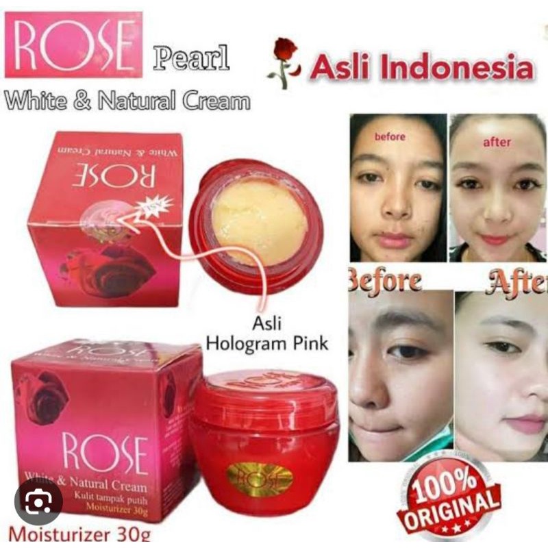 CREAM ROSE WHITENING / ROSE NATURAL ORIGINAL BPOM SUPER POT/ Cream rose whait original 100%.