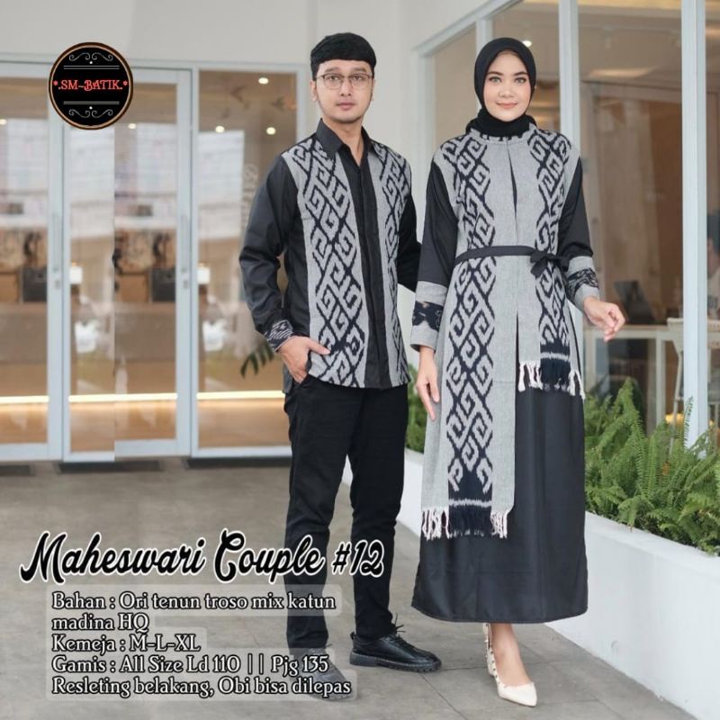 Couple Sarimbit Gamis Tenun Troso Jepara Ori