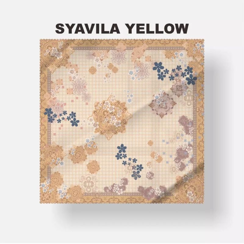 Syavila yellow - Hijab custom nama logo brand sendiri bahan voal premium jilbab kerudung voal motif 