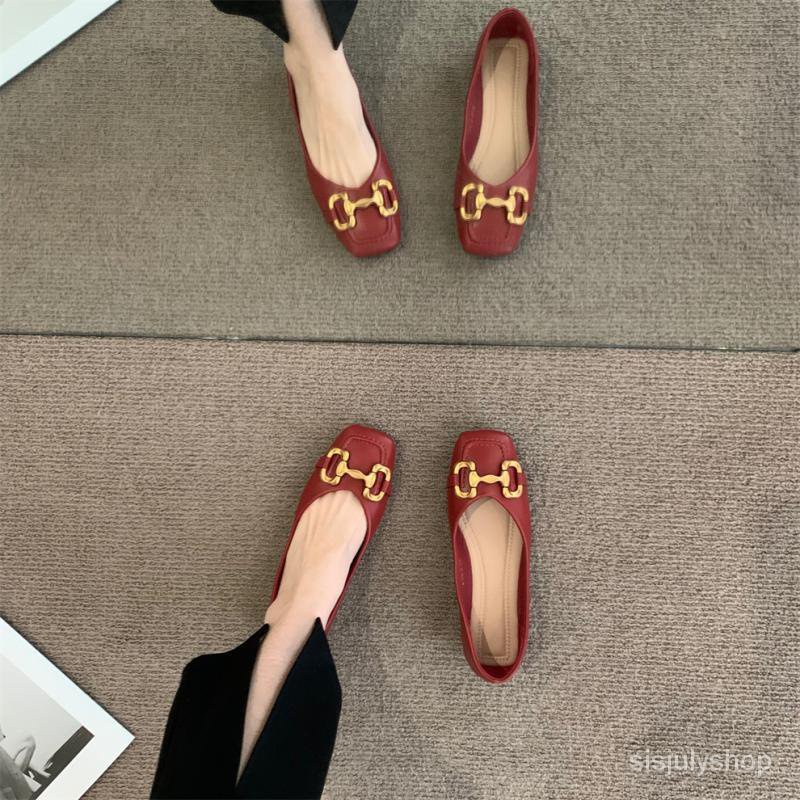 [✅BISA COD] #Sisjuly# Sepatu datar wanita / sepatu datar mulut dangkal / sepatu wanita retro baru /