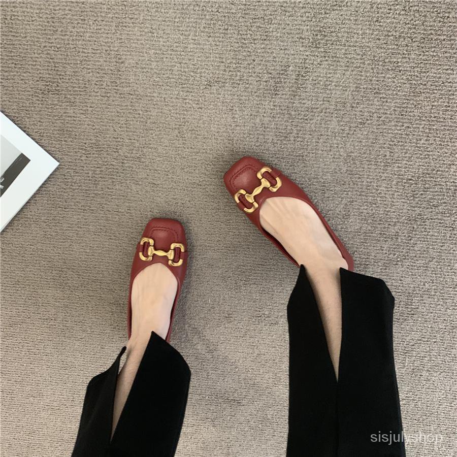 [✅BISA COD] #Sisjuly# Sepatu datar wanita / sepatu datar mulut dangkal / sepatu wanita retro baru /