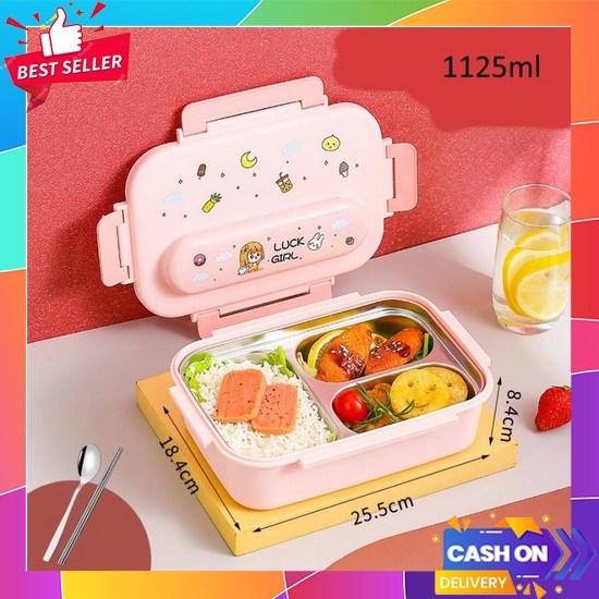 Kotak Makan Lunchbox Lunch Box Anti Bocor Kerja Dewasa Sekat Karakter Aesthetic Lucu Anak Set Sekola