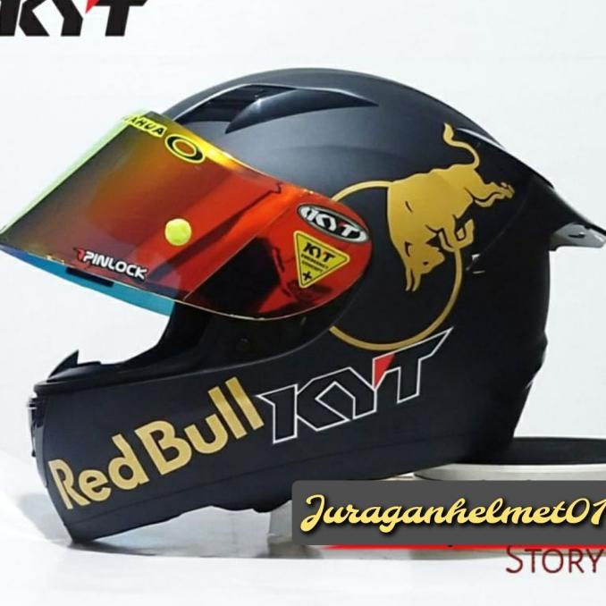helm full face kyt r10 solid black doff|matt paket ganteng redbull