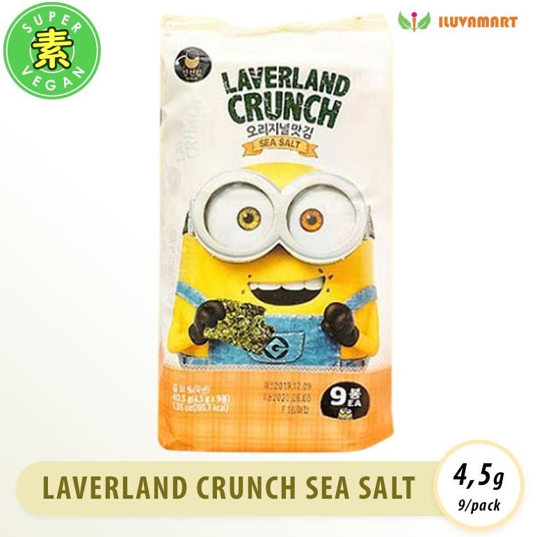 

(♥C6369] Manjun Laverland Crunch Sea Salt 4.5gx9 Korean Seaweed Nori Rasa Asin Paket Keluarga + Sunflower