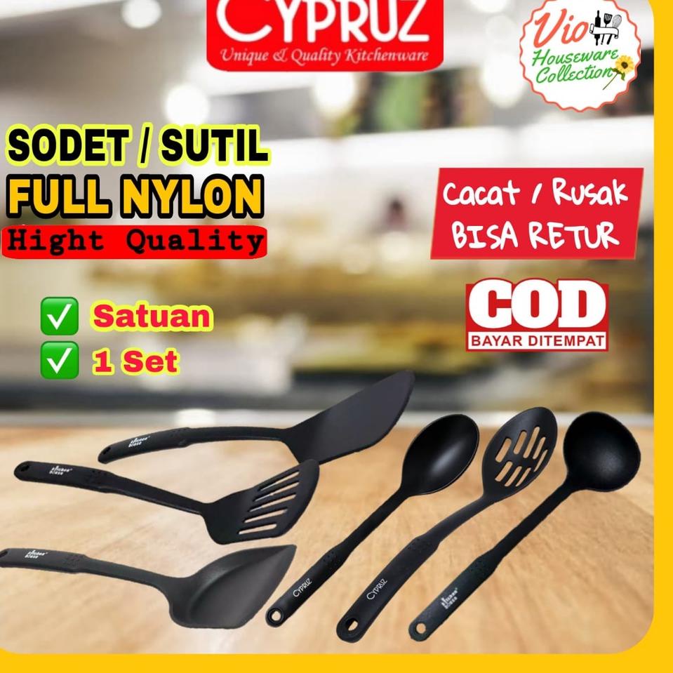 Best Terlaris Cypruz Sodet / Spatula / Sutil Teflon Tahan Panas / Kitchen Utensil Set / Capitan Gore