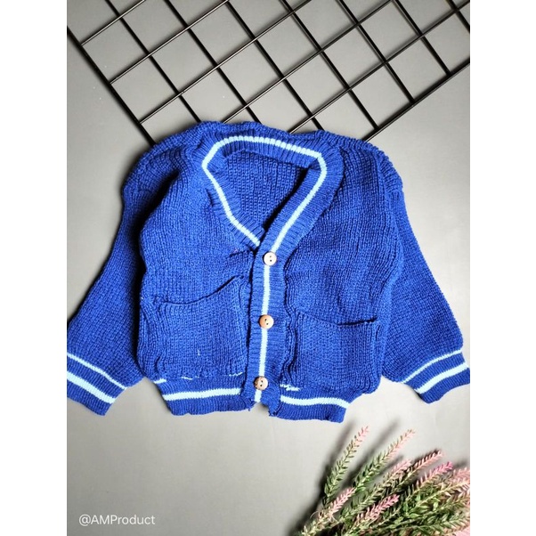 sweater rajut bayi saku 3-12 bulan