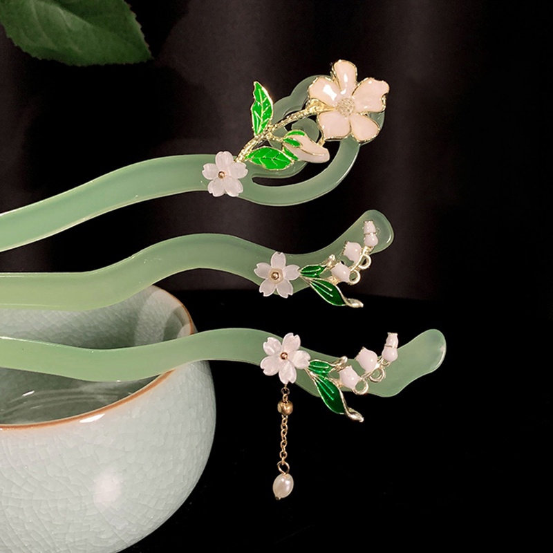 Lily of the valley female hairpin, curly hair accessories, Aksesoris Rambut Rumbai