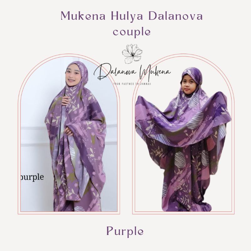 Ready couple ibu dan anak  Dalanova mukena Hulya printing limited stock free sajadah besar siap kiri