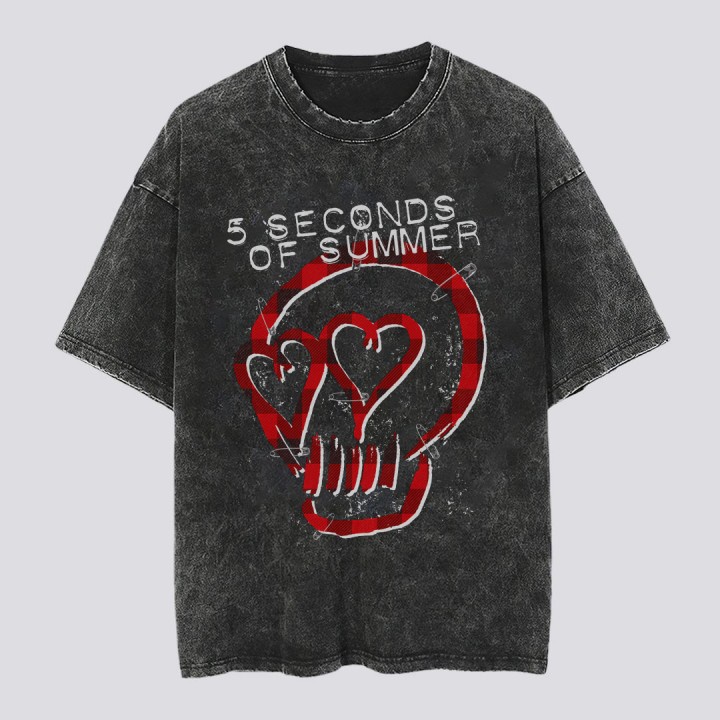 Kaos Band Washed 5 Second Of Summer Skull