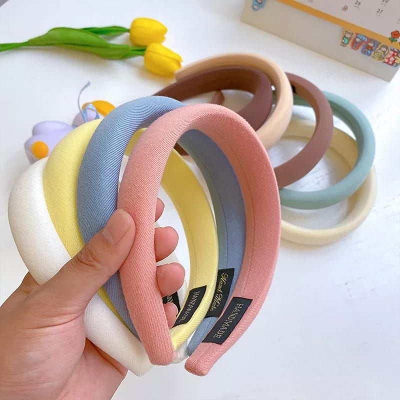 TAFBABY - Bando Kain Tebal Wanita Korea Headband Cloud Polos Lebar Empuk