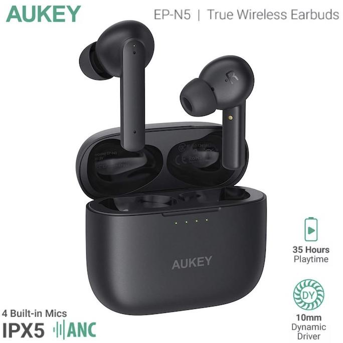 Terbaru True Anc Tws Aukey Ep-N5 Bluetooth Headset Built-In 4 Mic Clear Call
