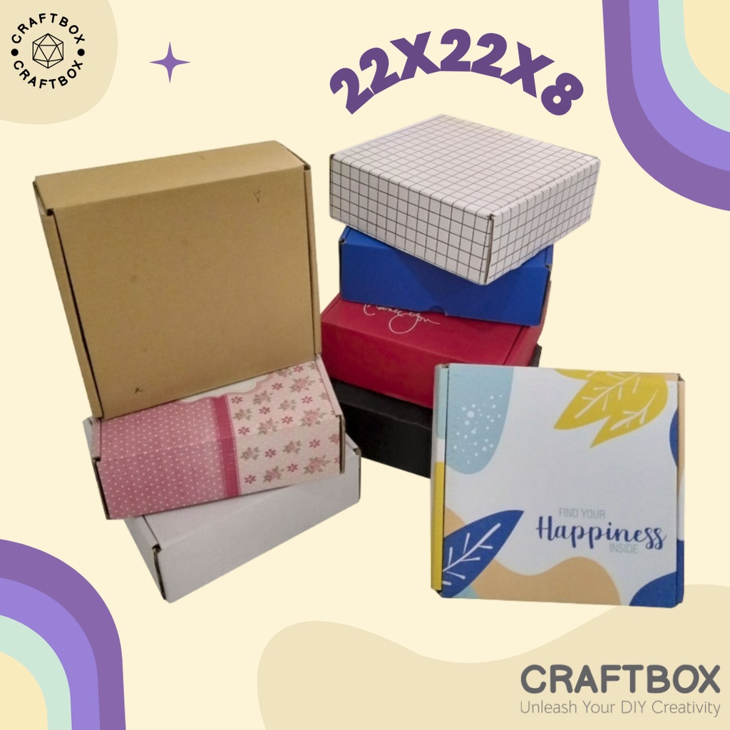 

Custom Kardus Box 22x22x8 cm Kardus/Polos/kemasan/Hampers/Nasi