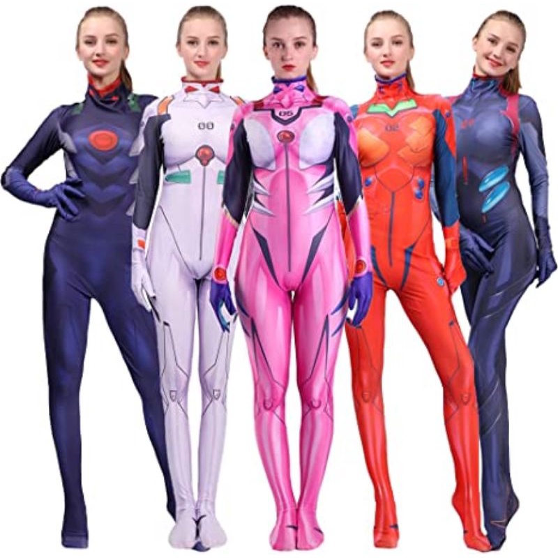 ✨ READY ✨ Rolecos - Evangelion Asuka Rei Shinji Mari Plugsuit Spandex Bodysuit Costume Cosplay HQ