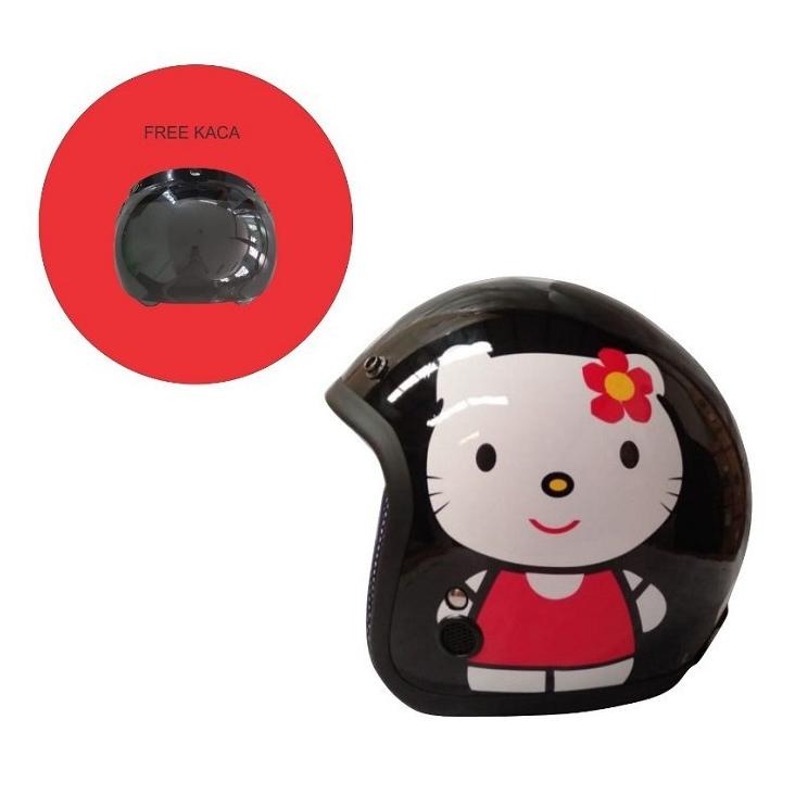 Helm Bogo / Helm Retro / Helm Igloo Kitty Cat Black Red