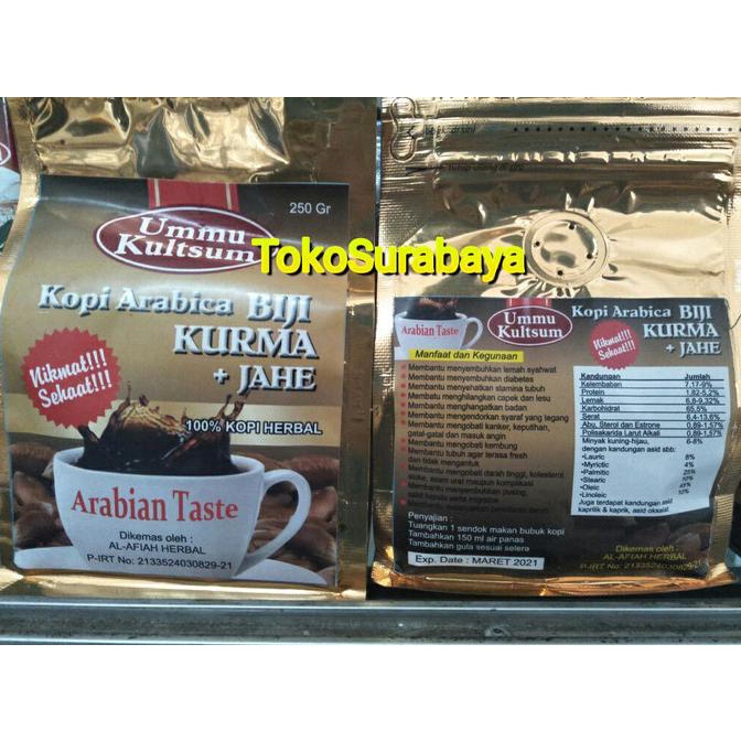 

.........] KOPI RACIK BUMBU ARAB BIJI KURMA plus jahe UMMU KULTSUM 250 gr