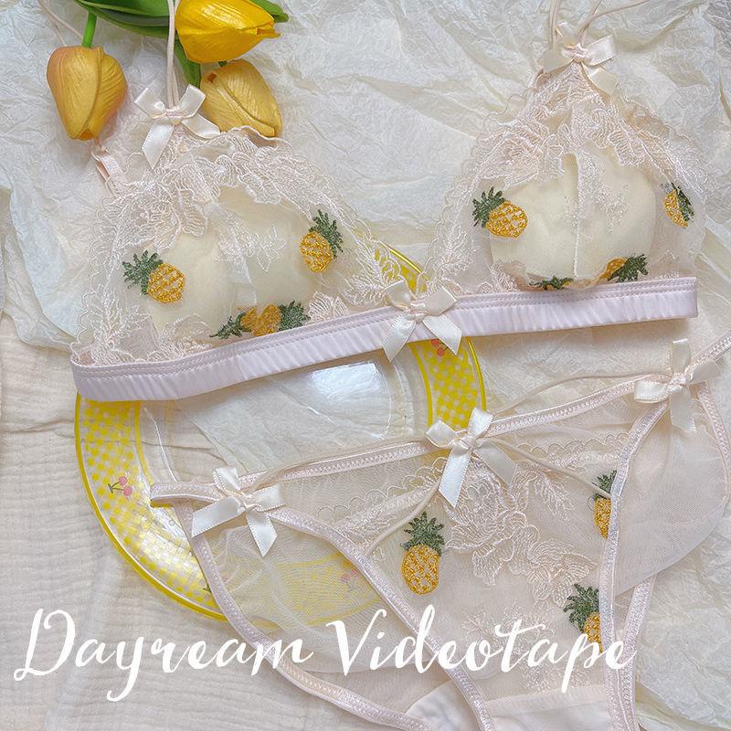 Bra Nanas Nanas Bernapas Prancis Set Pakaian Dalam Anak Perempuan Lucu