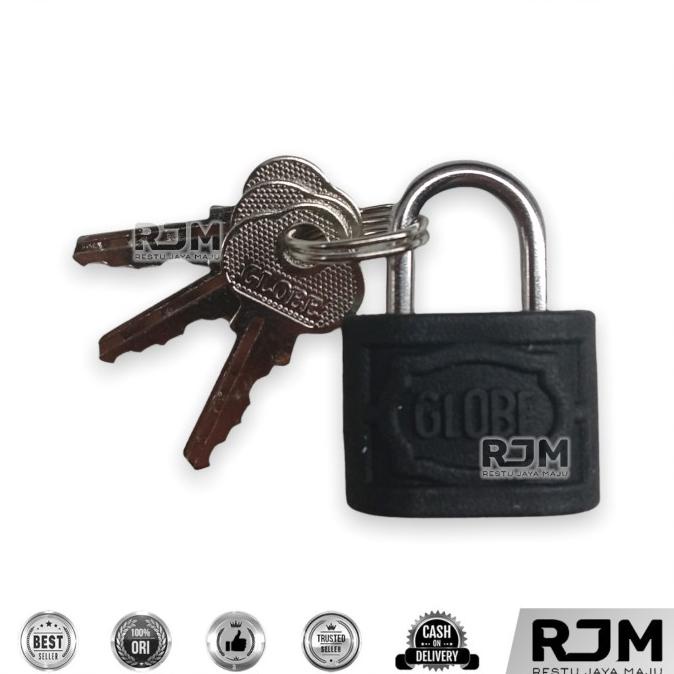 #####] GLOBE Gembok Hitam Kunci Pintu Rumah Koper 20 25 30 mm [12pcs]