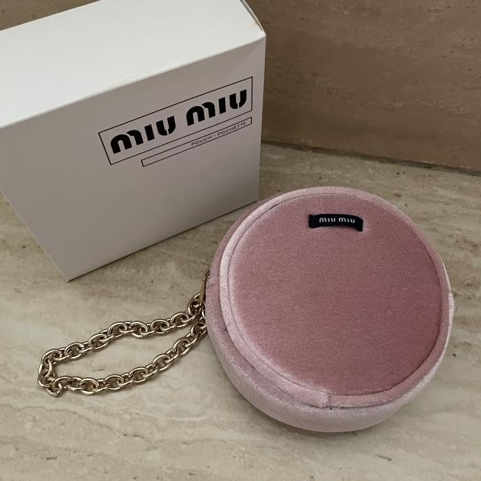 Miu Miu Parfum Velvet Pink Pouch/ Mini Bag with Short Chain Original