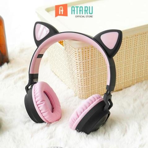 Ataru Headphone Bluetooth Bt028C - Hitam/Pink