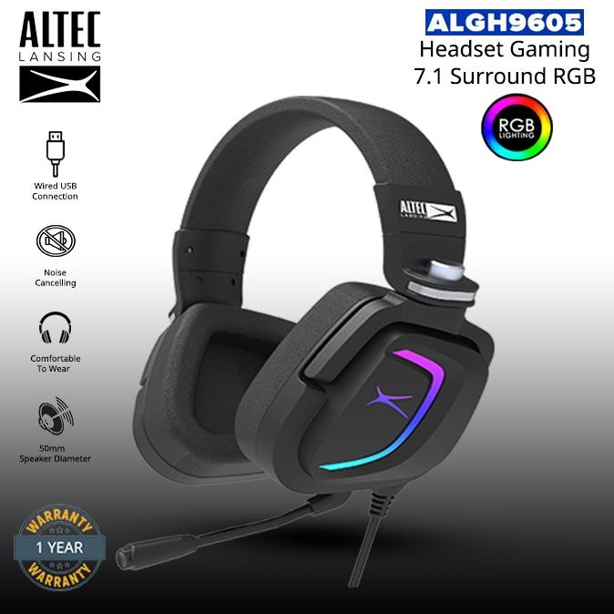 Altec Lansing Headset Gaming Algh-9605 Usb 7.1 Surround Sound | Rgb Cool Led Glow | Detachable Micro