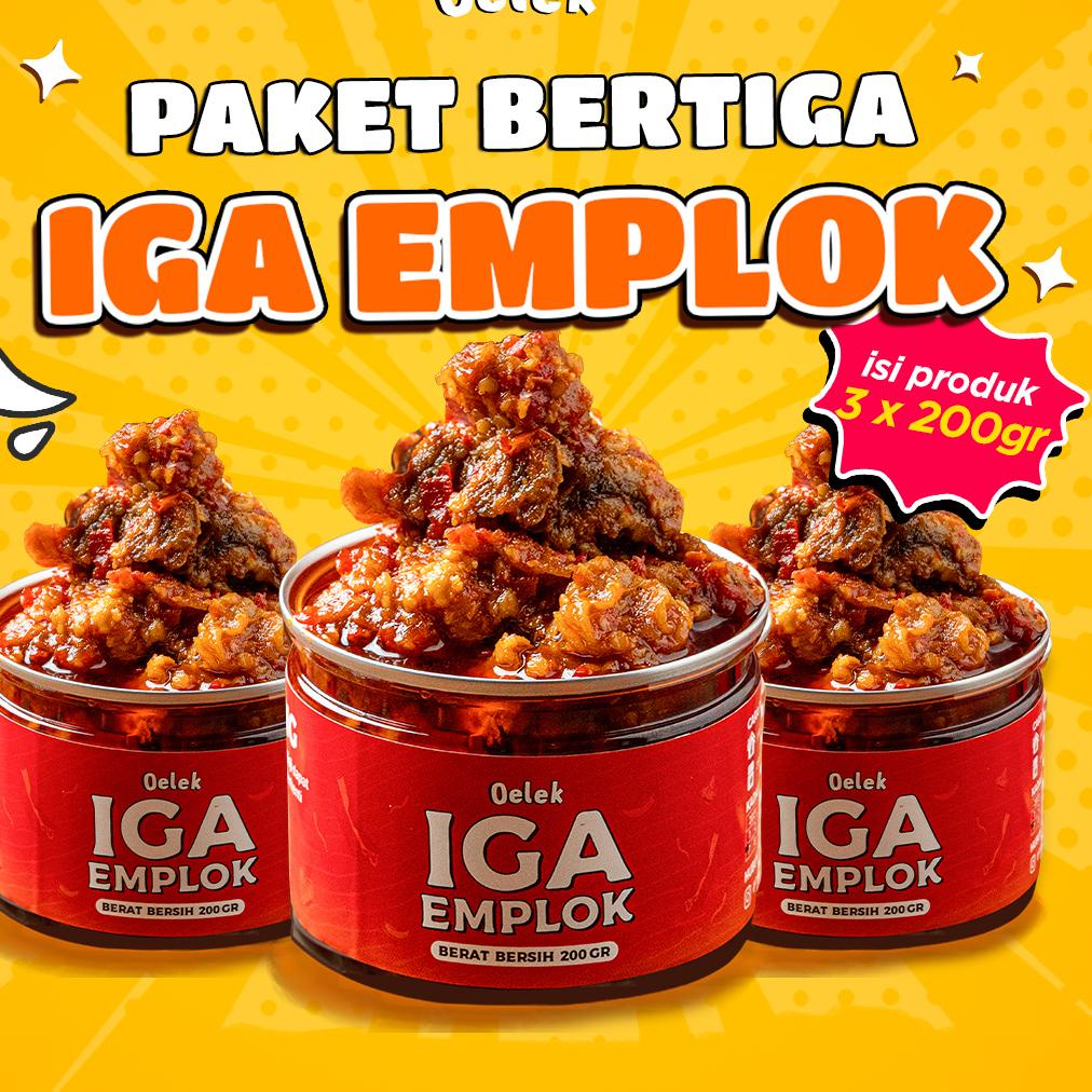 

FLASH SALE Paket Bertiga Iga Emplok Oelek - 3 Pack Iga Emplok / Iga Mercon / Iga Sambal / Oseng Iga !
