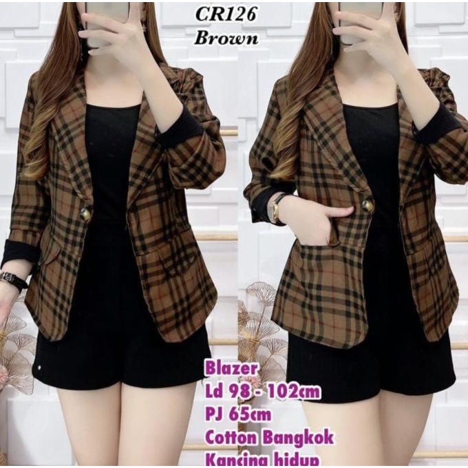 BLAZER KANTOR WANITA MOTIF KOTAK / BLAZER KANTOR