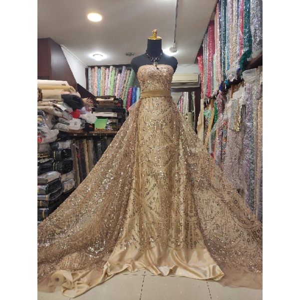 Kain Tile Ziad Nakad Sequin Dress Sapto Payet Champagne