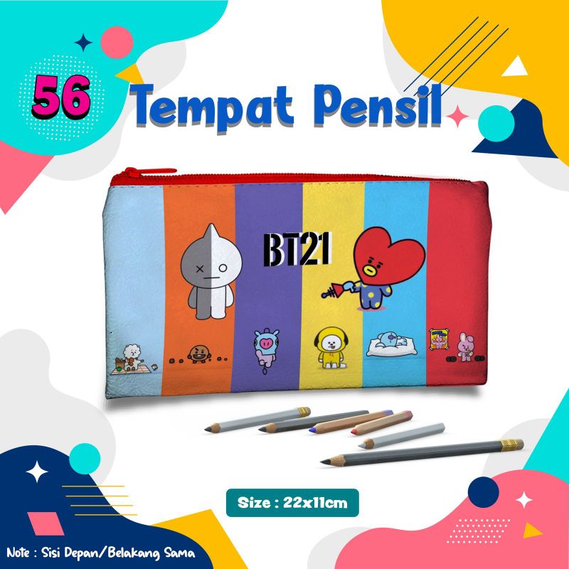 

BT21 " Tempat Pensil 56 Pouch Custom Nama Foto Souvenir Kado Hadiah Wadah Kotak Dompet