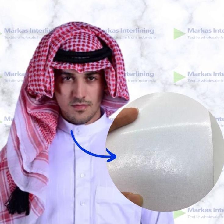 Irit Kain Keras Full Lem Bulak Balik Gamis Saudi Arab 2 Face Fusible Thobe Super Tebal Super Kualita