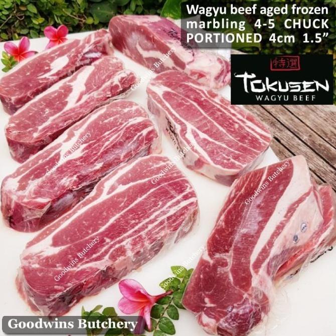 

Wagyu Beef Tokusen Chuck Marbling4-5 Aged Steak & Saikoro Cuts Frozen Tumblrungu