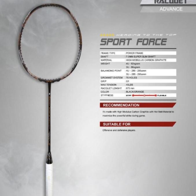 Raket Badminton FELET SPORT FORCE FR KUAT 40LBS ORIGINAL