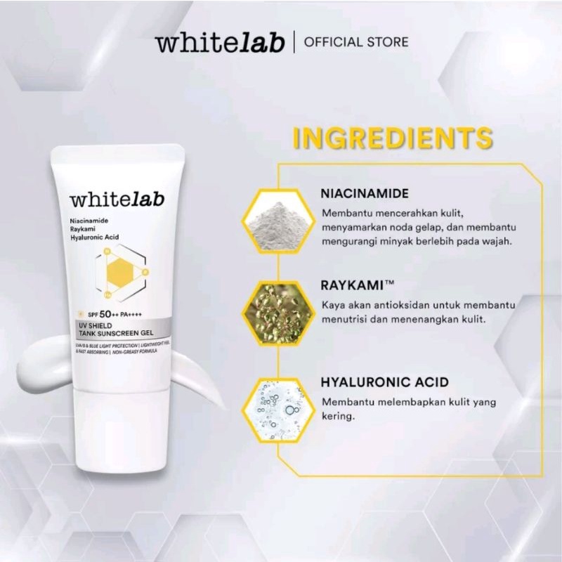 Whitelab UV Shield Tank Sunscreen Gel SPF 50++ PA++++ 30gr