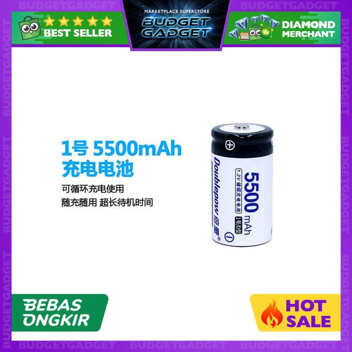 Terlaris Doublepow Baterai Cas D Rechargeable 1.2V 5500Mah 2 Pcs