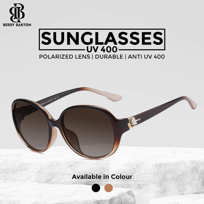 Kacamata Hitam Anti UV Polarized Wanita Frame Oval Berrybarton 6004